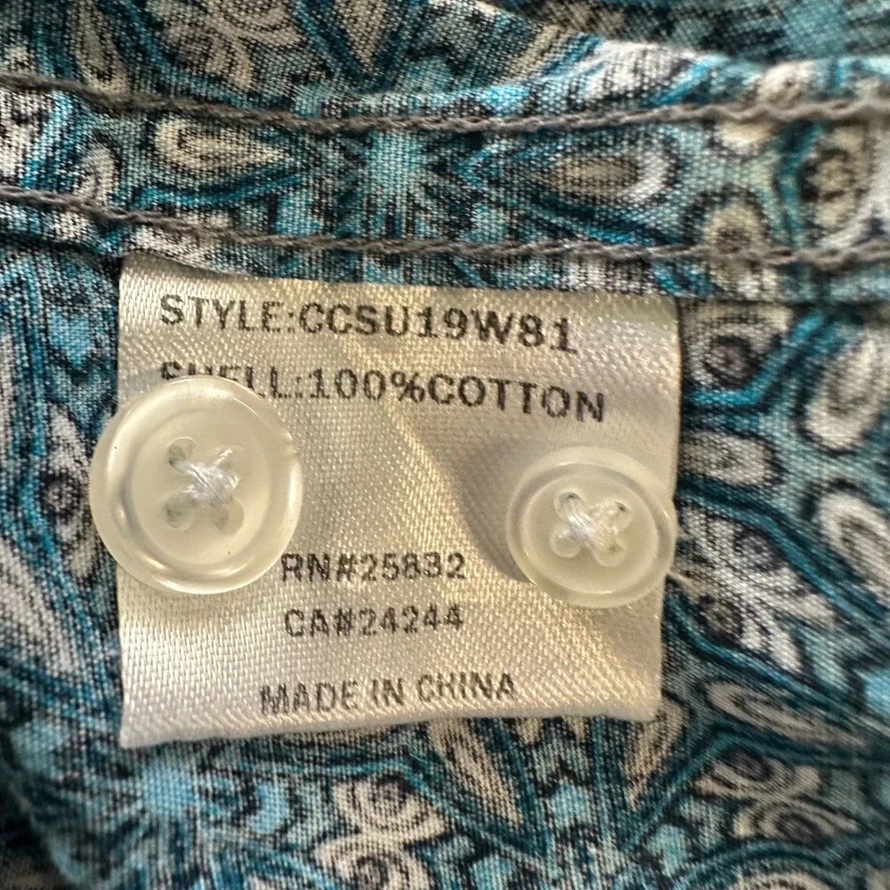 Cody James Mens Button Down Shirt Size M Geometric Print Long Sleeve Blue Wester - Picture 6 of 11